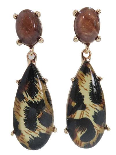 Leopard Teardrop Dangle Earrings