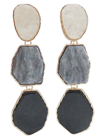 Black and Grey Gemstone Dangle Earrings