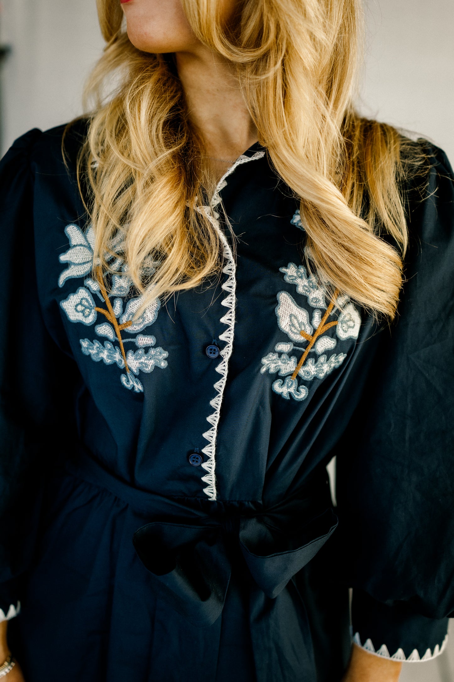 Navy Embroidered Dress