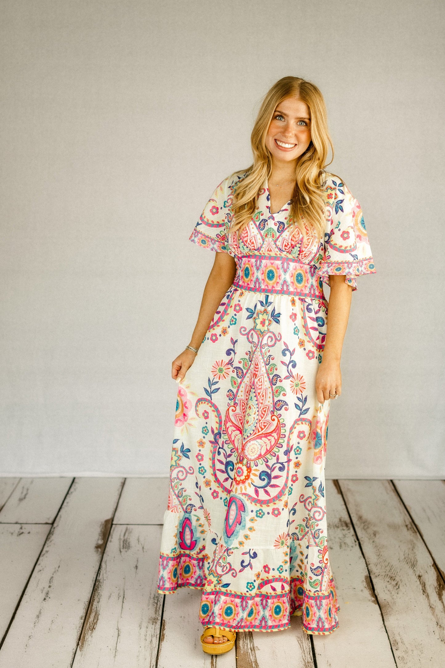 Color Pop Smocked Maxi Dress