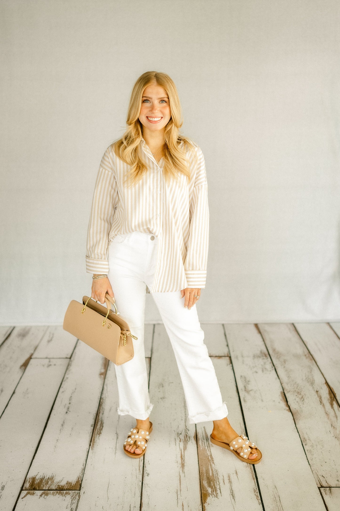 Classic Striped Button-Down-Khaki
