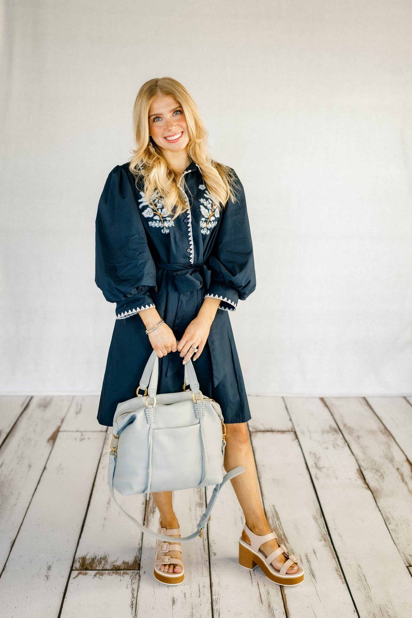 Navy Embroidered Dress