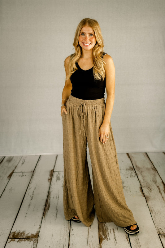 Textured Wide-Leg Pants