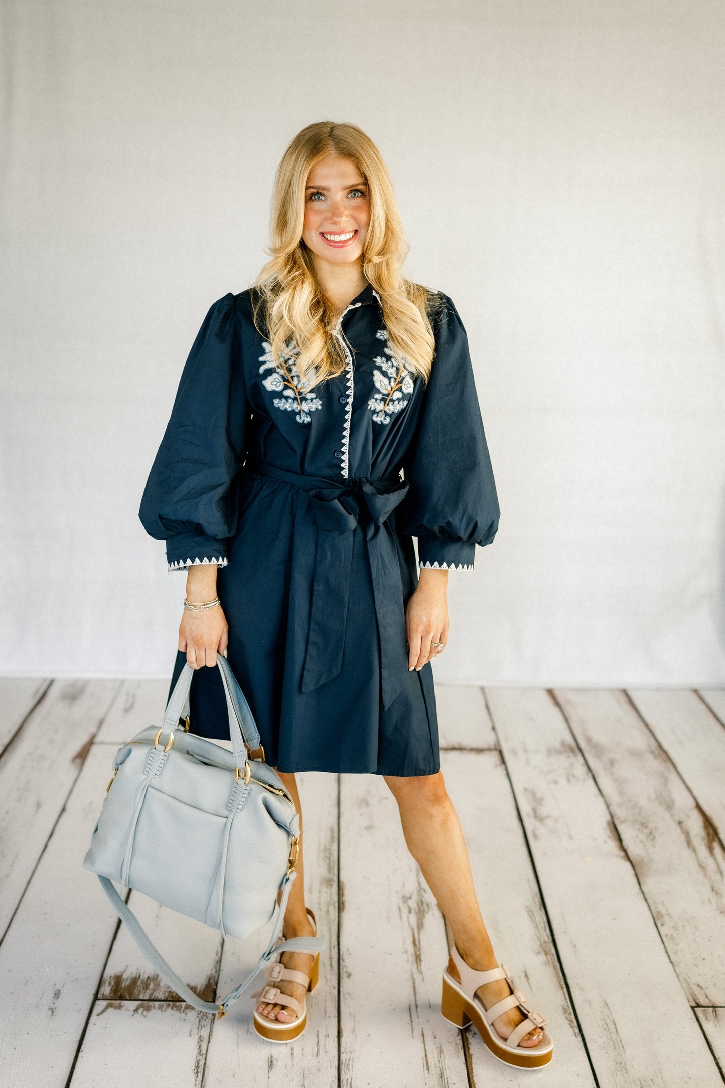 Navy Embroidered Dress