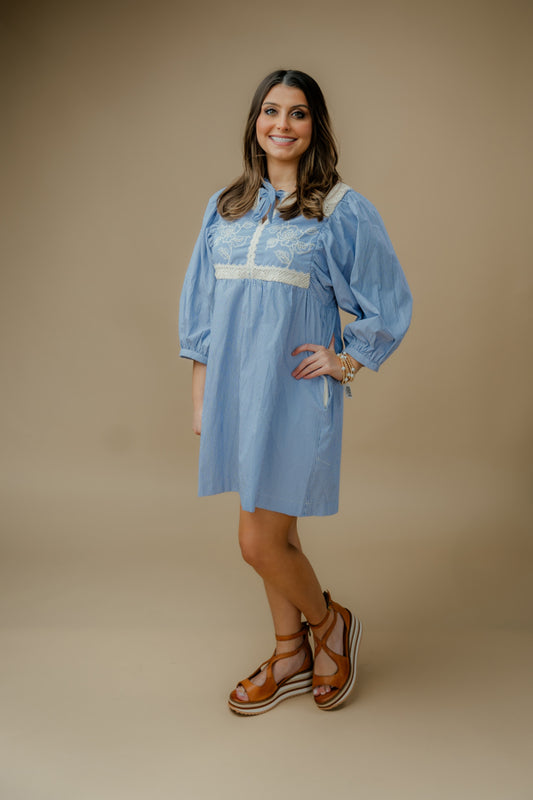 Baby Blue Embroidered Dress