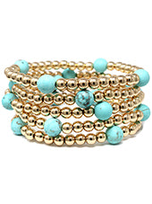 5 Row Stretch Bracelet - Turquoise