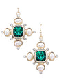 Pearl and Glass Earrings- Emerald Green