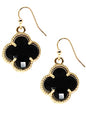 Clover Drop Earrings -Black