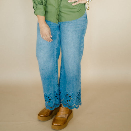 Autumn Bloom Denim Jeans