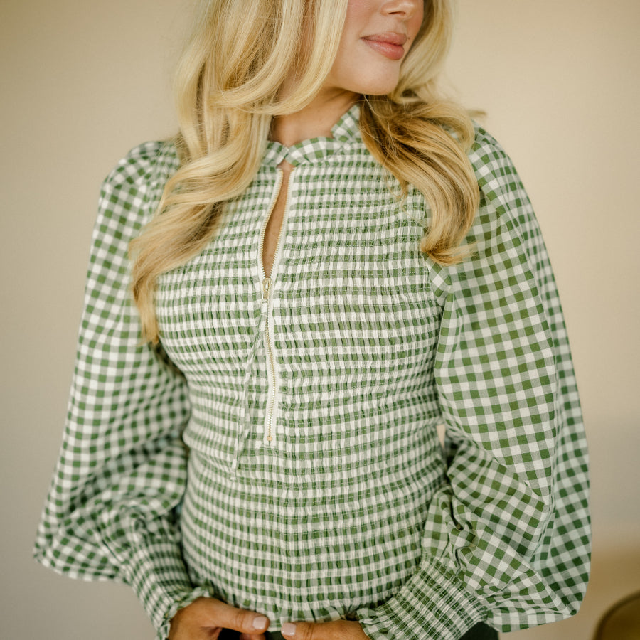 Pistachio Plaid Top