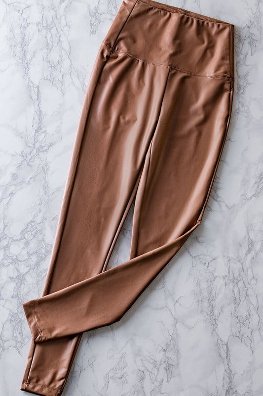 Classic Caramel Leather Leggings