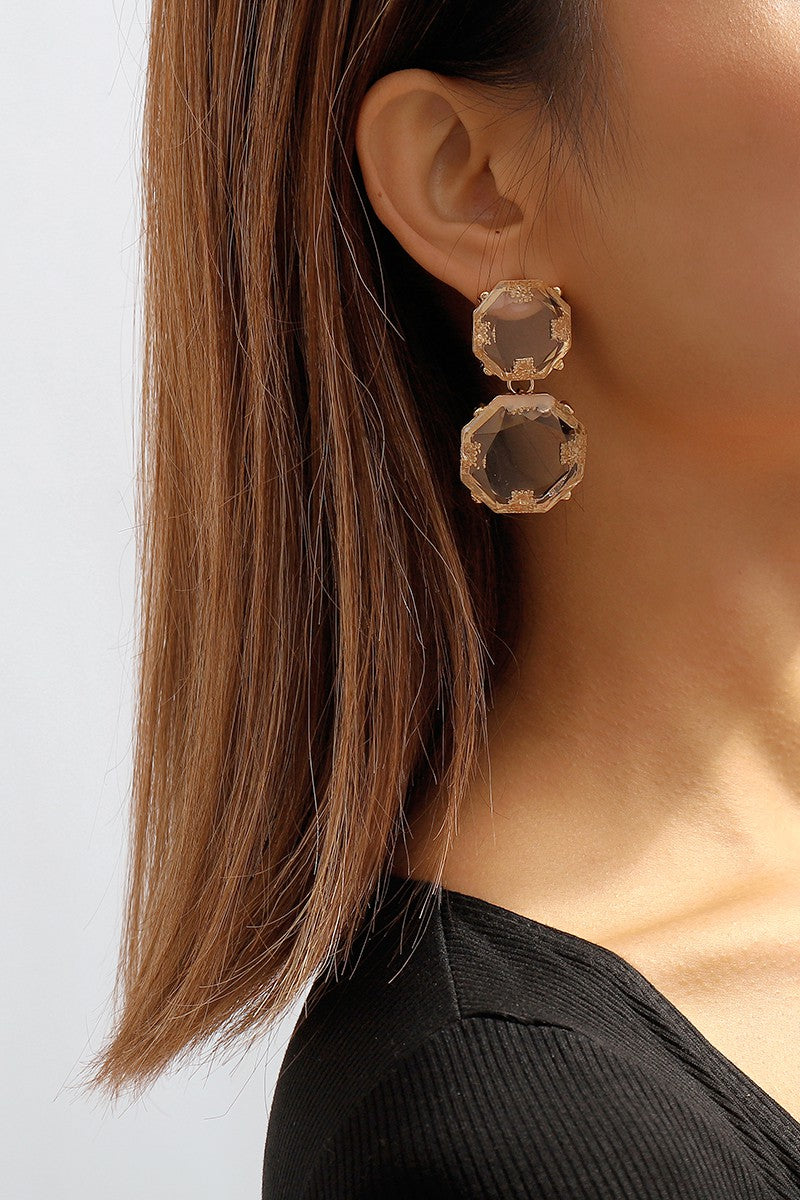 Transparent Stone Drop Earrings