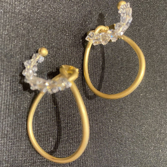 Gold and Crystal Teardrop Earrings