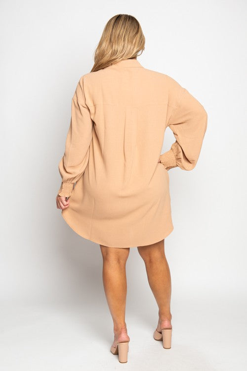 plus size collared dress - olive