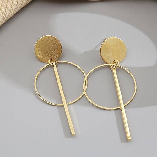 Circle Gold Drop Earrings