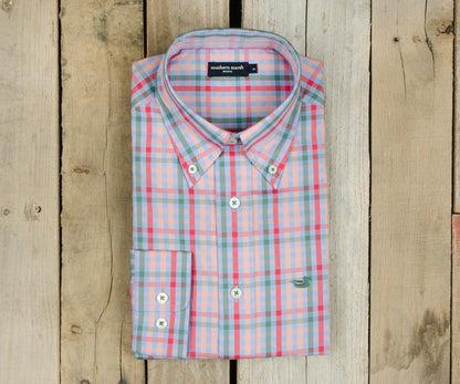 southern marsh Cumberland Plaid Dress Shirt- Lilac and Pink