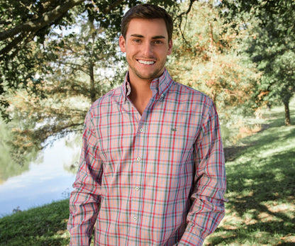 southern marsh Cumberland Plaid Dress Shirt- Lilac and Pink