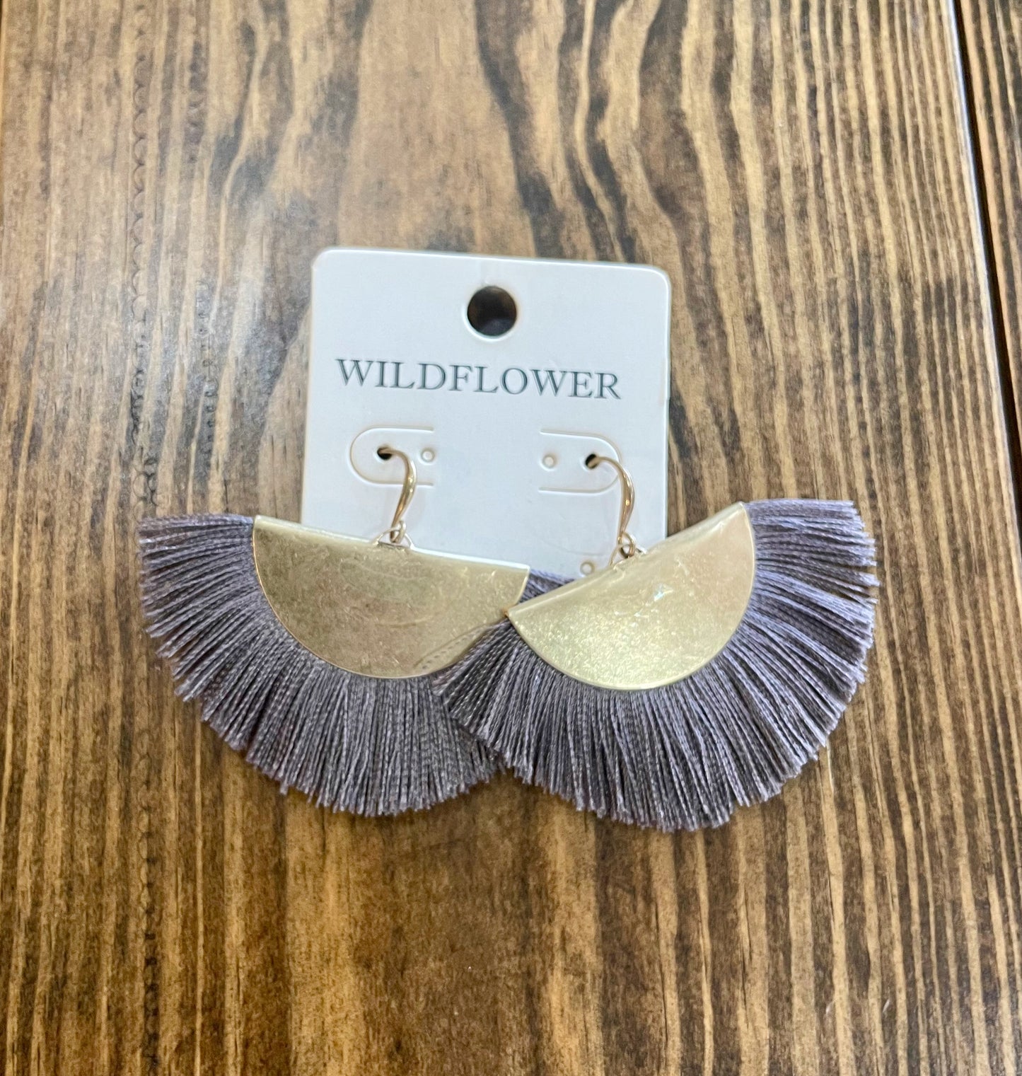 Grey Thread Fan Earrings