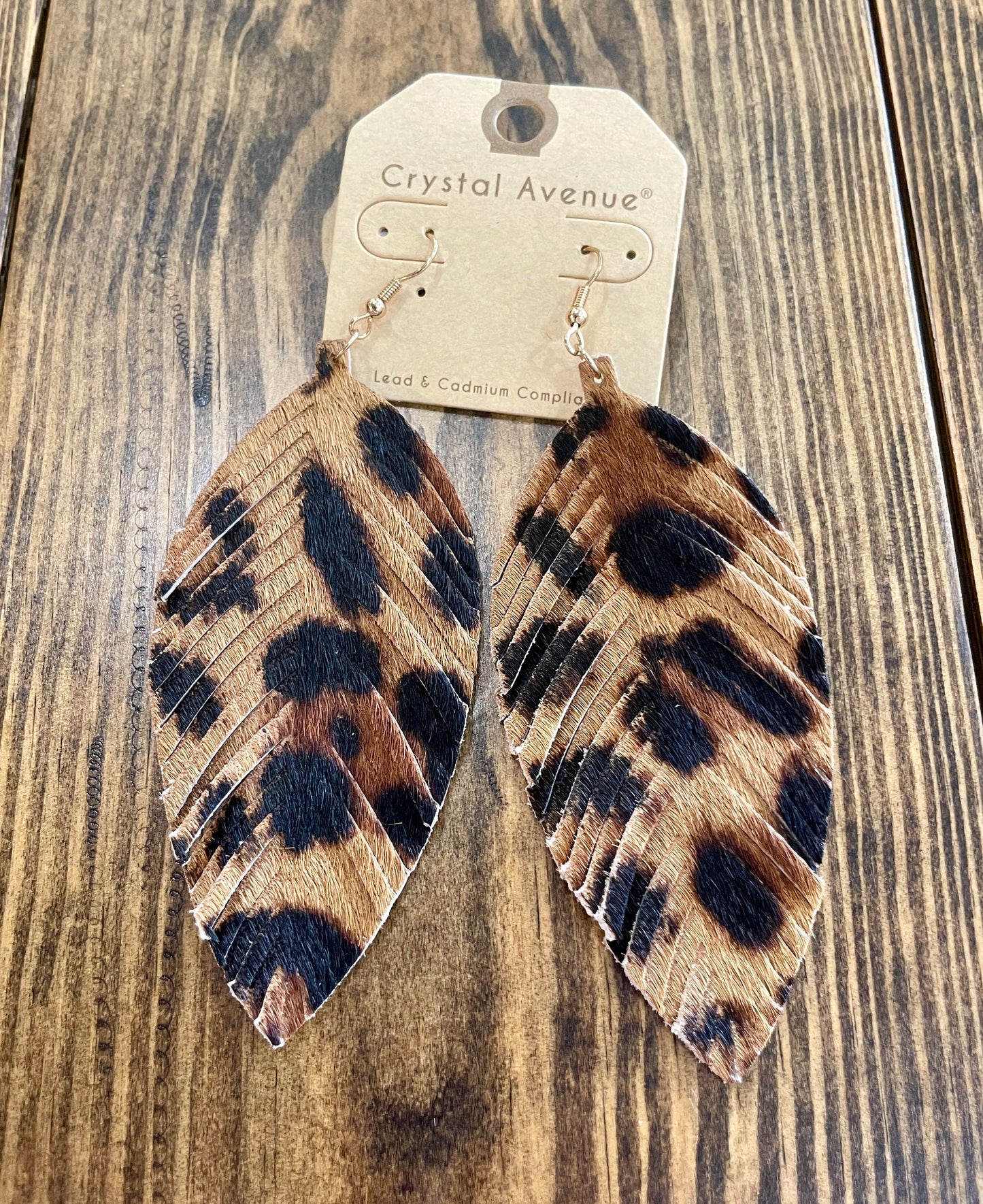 Cheetah Print Leather Leaf Earring