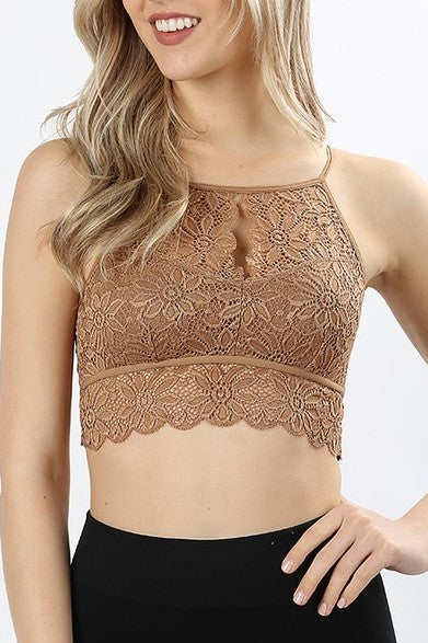 High neck cheap keyhole bralette