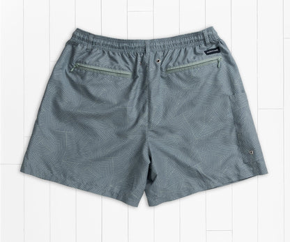 Dockside Swim Trunk- Tulum Angles- Slate and Sage