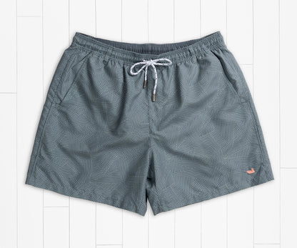 Dockside Swim Trunk- Tulum Angles- Slate and Sage