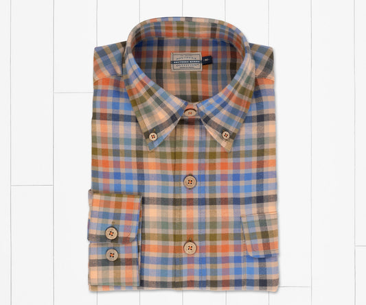 Southern Marsh Adrian Check Flannel Shirt- taupe/navy