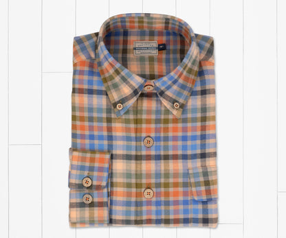 Southern Marsh Adrian Check Flannel Shirt- taupe/navy