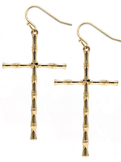 Bamboo Cross Earrings