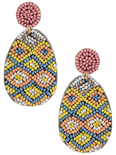 Easter Egg Beaded Earrings