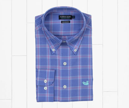 Southern Marsh Calabash Performance Dress Shirt- Lilac/Blue