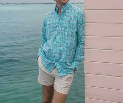 Hartsville Plaid Dress Shirt- Slate and Teal